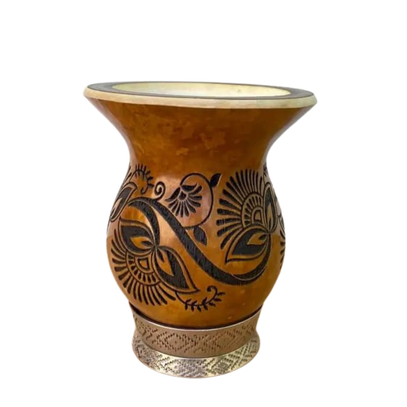 Cuia de Chimarrão Bago de Touro com Pé - Floral 360º - 10