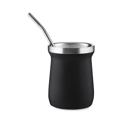 Cuia térmica em inox com capacidade para até 250ml.