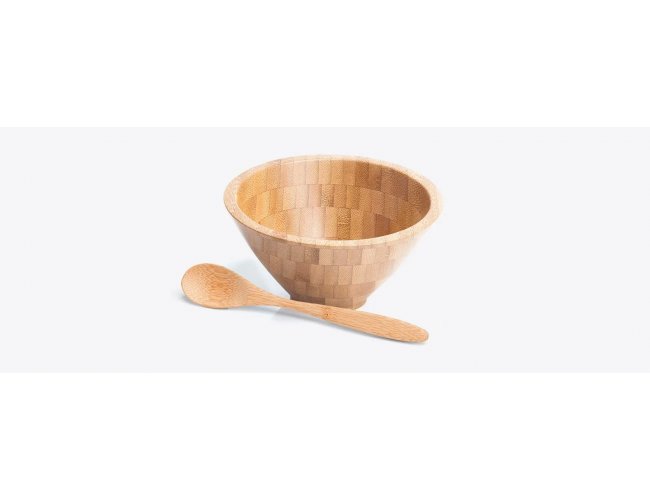 Cumbuca Em Bambu Com Colher 18Cm - 400Ml