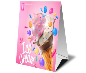 Display de Mesa Triangular em PVC Premium Branco 0,50mm - Personalizado - 10 unidades