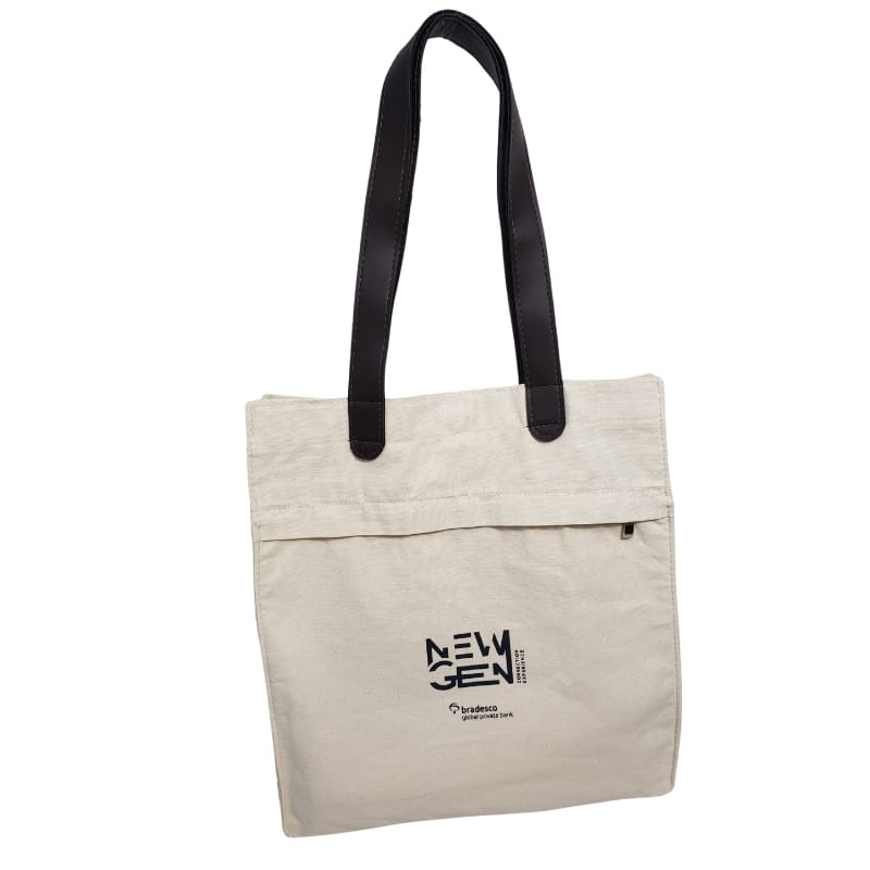 Ecobag com alça em couro sintético duplo