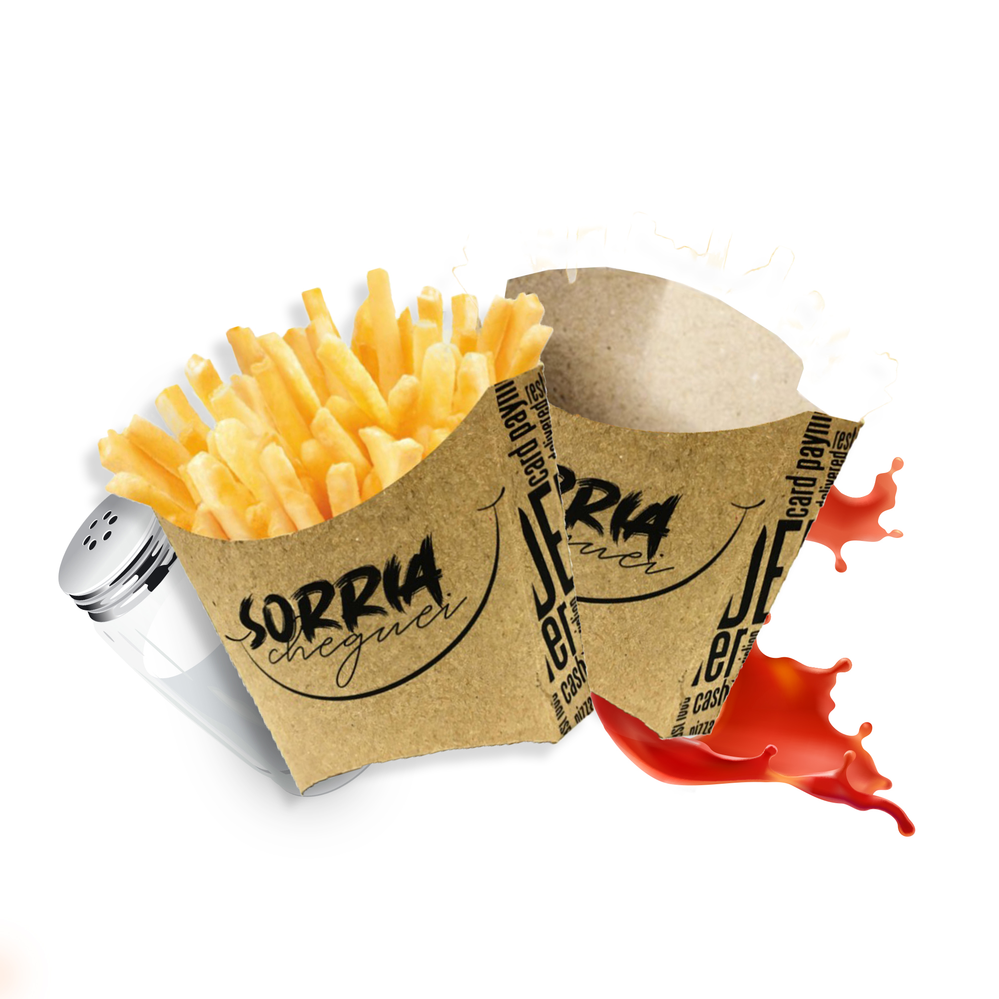 EMBALAGEM CAIXA BATATA FRITA - PEQUENA SORRIA KRAFT - 50 UNIDADES