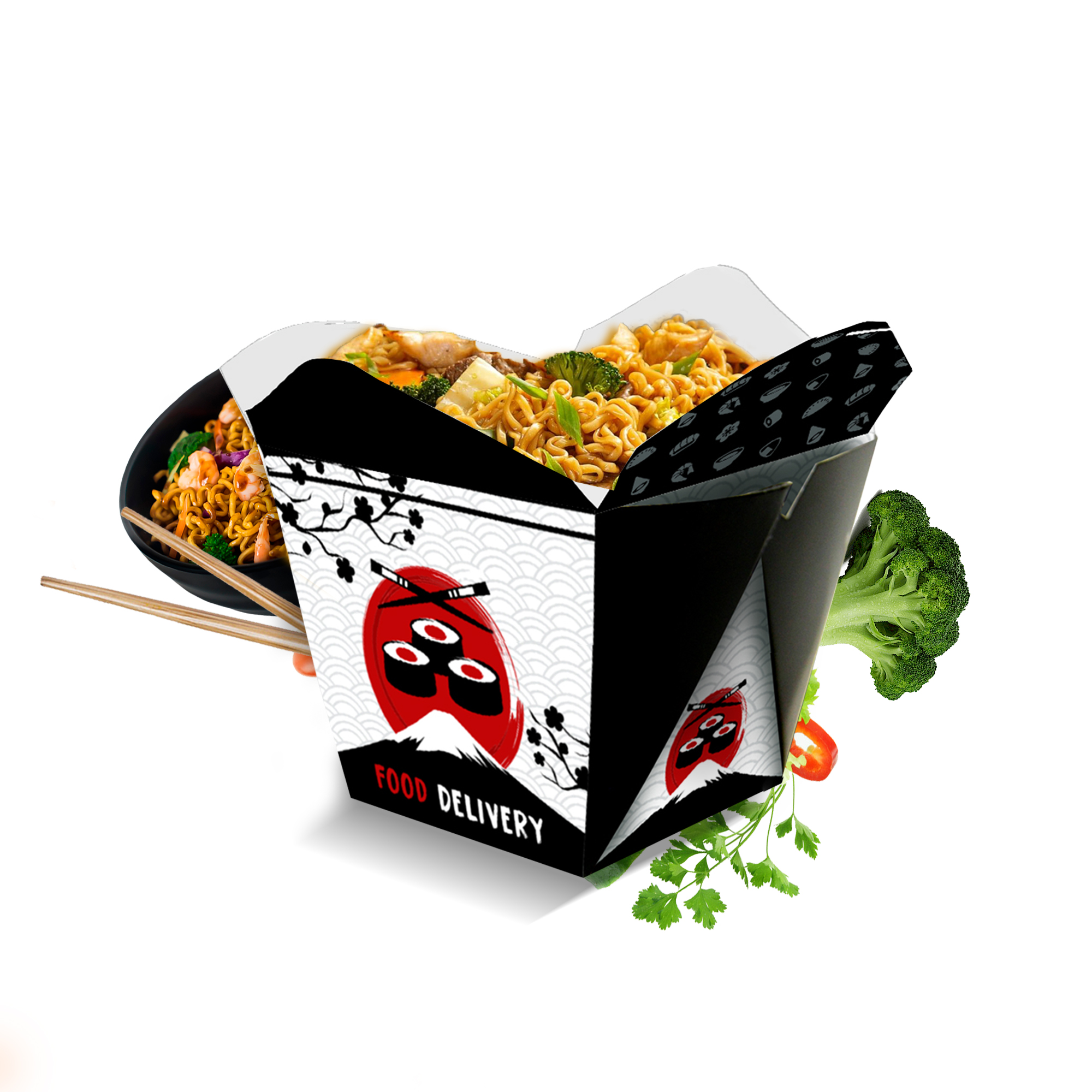 EMBALAGEM CAIXA YAKISSOBA 350ML - MOD 2 - 50 UNIDADES