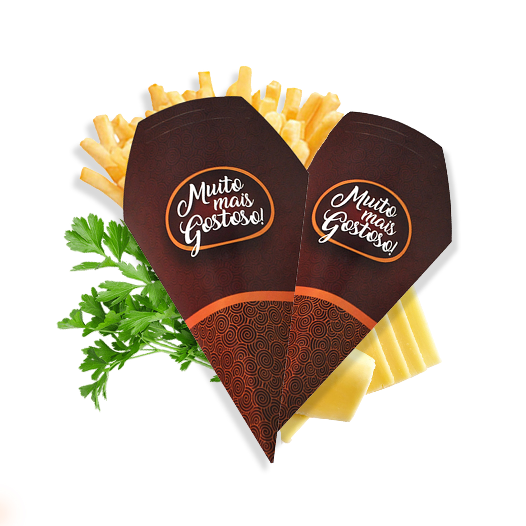 EMBALAGEM CONE COM PORTA MOLHO - GRANDE - 50 UNIDADES