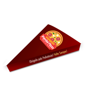 Embalagem Fatia de Pizza 14,5x3,5x19 Largura 14,5cm X Altura 3,5cm X Comprimento 19 Papel Supremo 250g 4x0 Faca de Corte