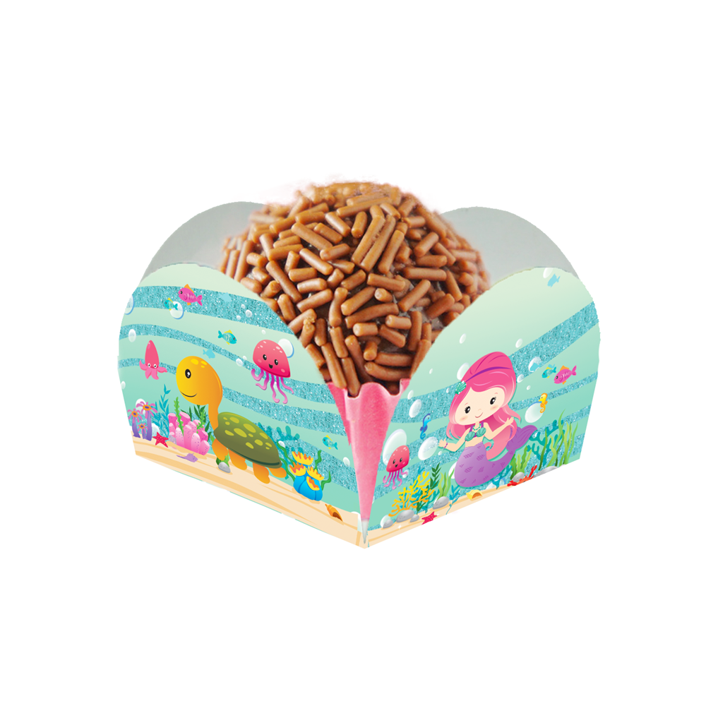 EMBALAGEM FORMINHA PARA DOCINHO 4 PETALAS - SEREIA - 50 UNIDADES