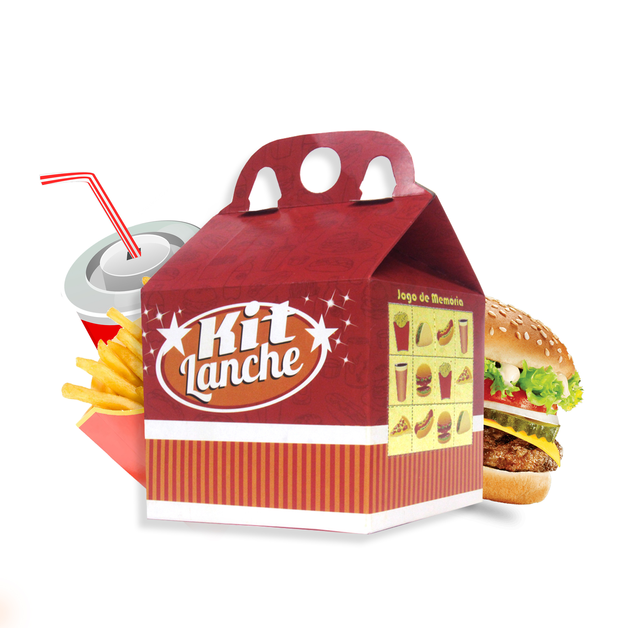 EMBALAGEM KIT LANCHE - VERMELHA - 50 UNIDADES