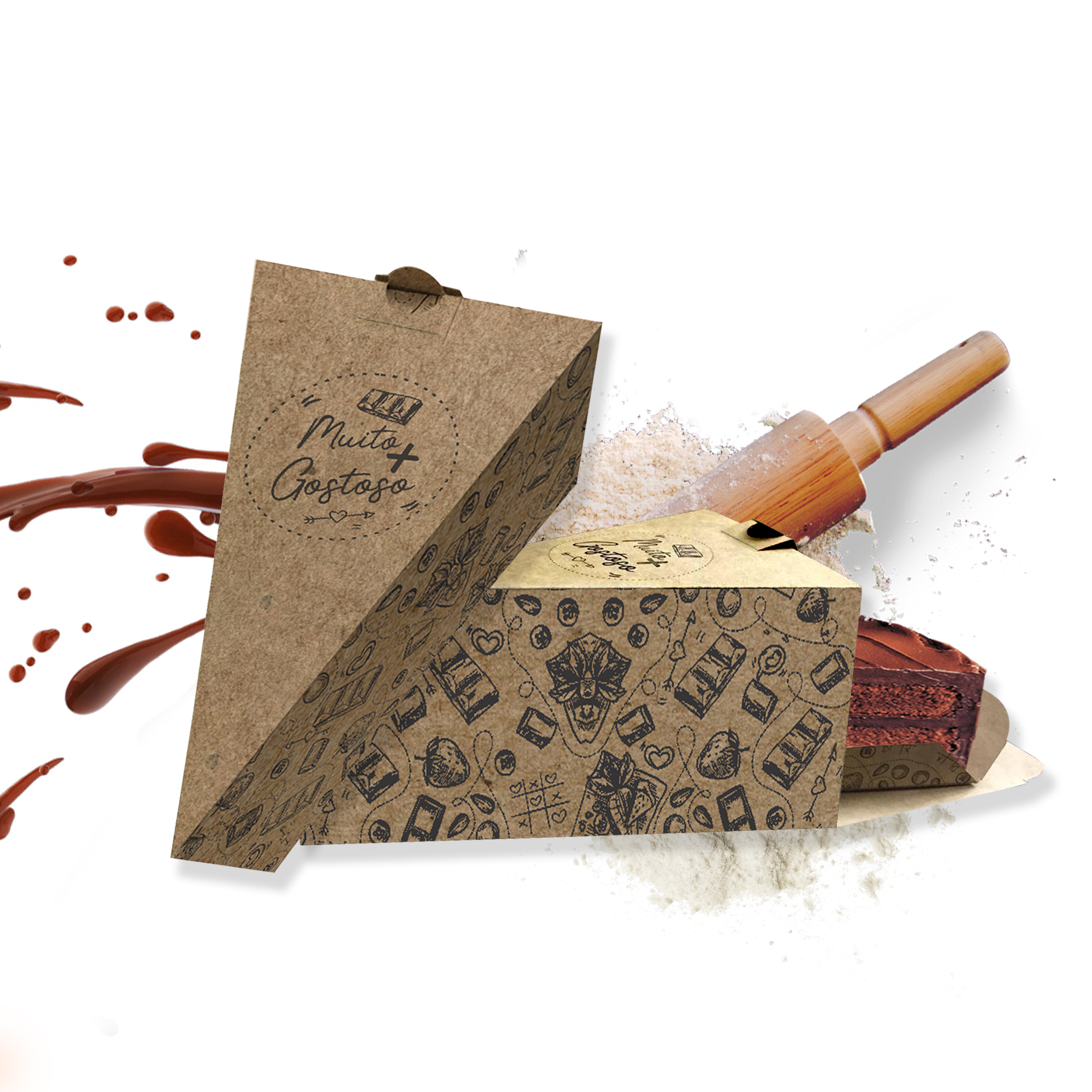 EMBALAGEM PARA FATIA DE BOLO OU TORTA - KRAFT- 50 UNDS