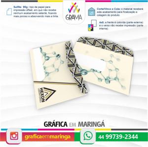 Envelope Carta Pequeno 16 x 11,3 cm Papel Couchê 90g 4x0 Sem revestimento Corte/Vinco e Cola