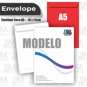 Envelope Saco A5 16x23cm Sulfite 90g 4x0 Impressão apenas frente