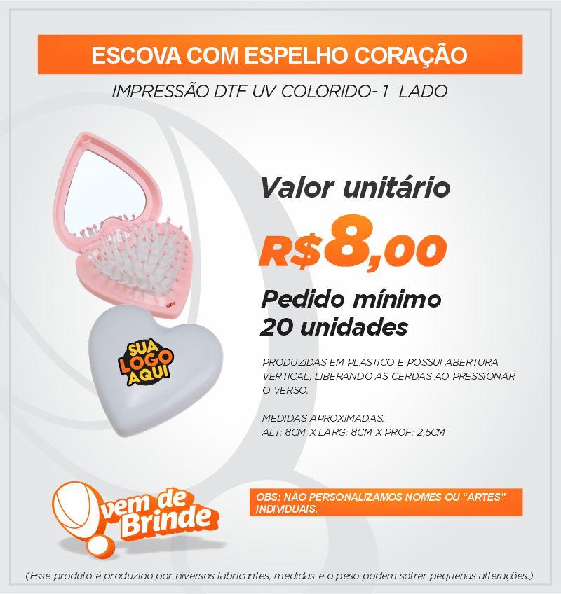 Escova com Espelho Coração
