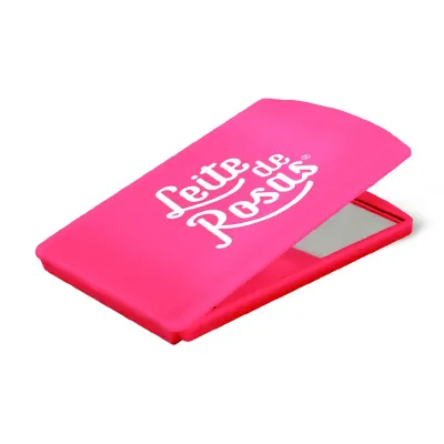 Espelho de Bolsa Rosa Neon Plastico Premium