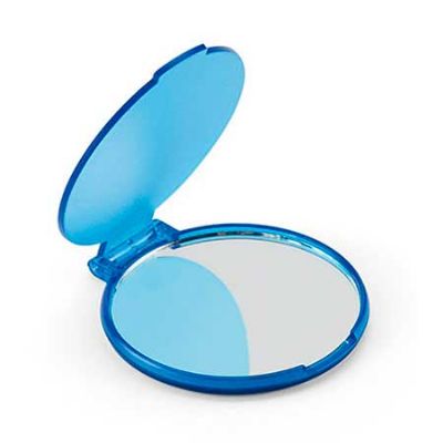 Espelho Para Maquiagem Personalizado em Plastico Com Gravacao Tampografia Nas Cores Preto Azul ro