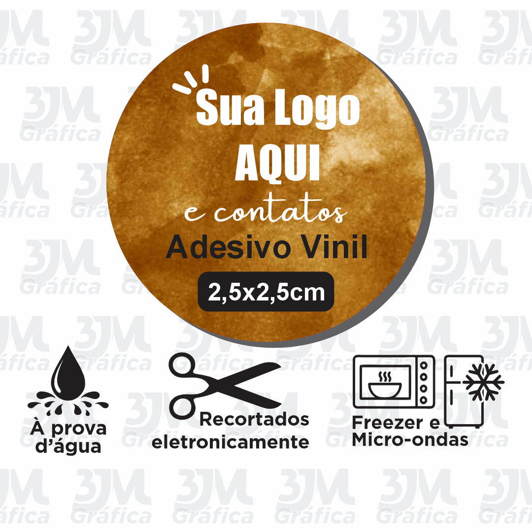 Etiquetas personalizáveis 2,5cm Redondo Vinil Leitoso + Recorte