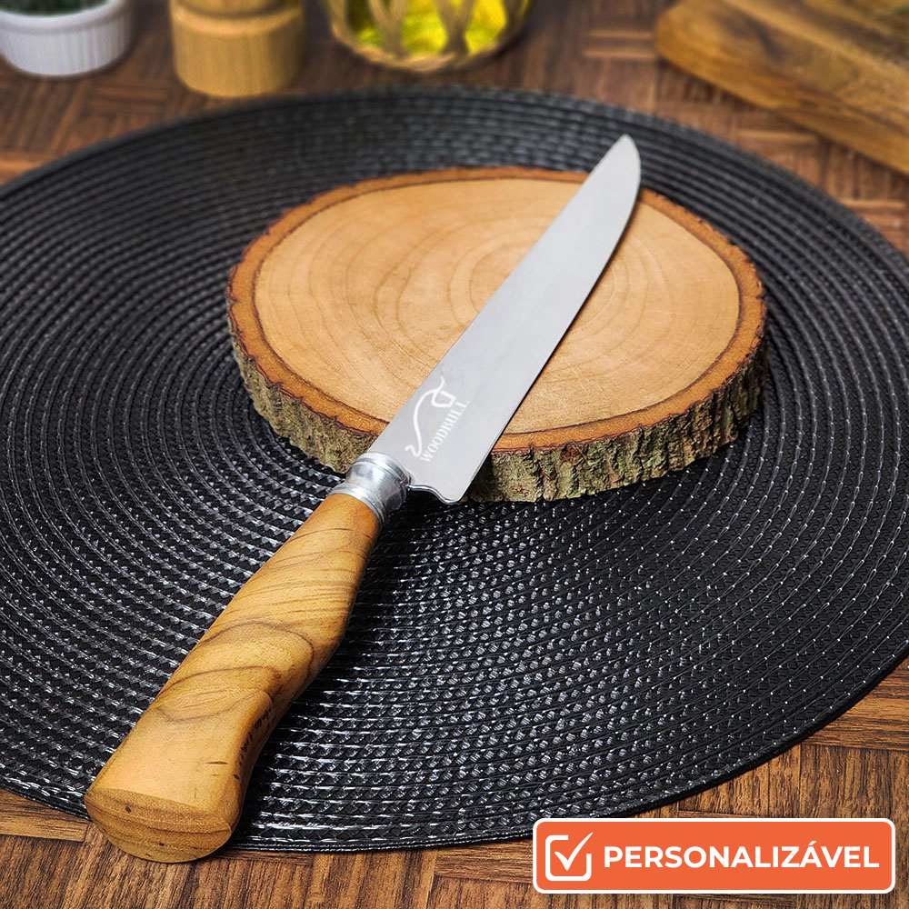 Faca para Churrasco Personalizada em Inox e Madeira 7” sem Bainha