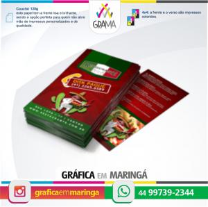 Flyers 10x14cm 120g Impressão 2 lados 10x14cm Couchê 120g 4x4 Sem verniz Corte Reto