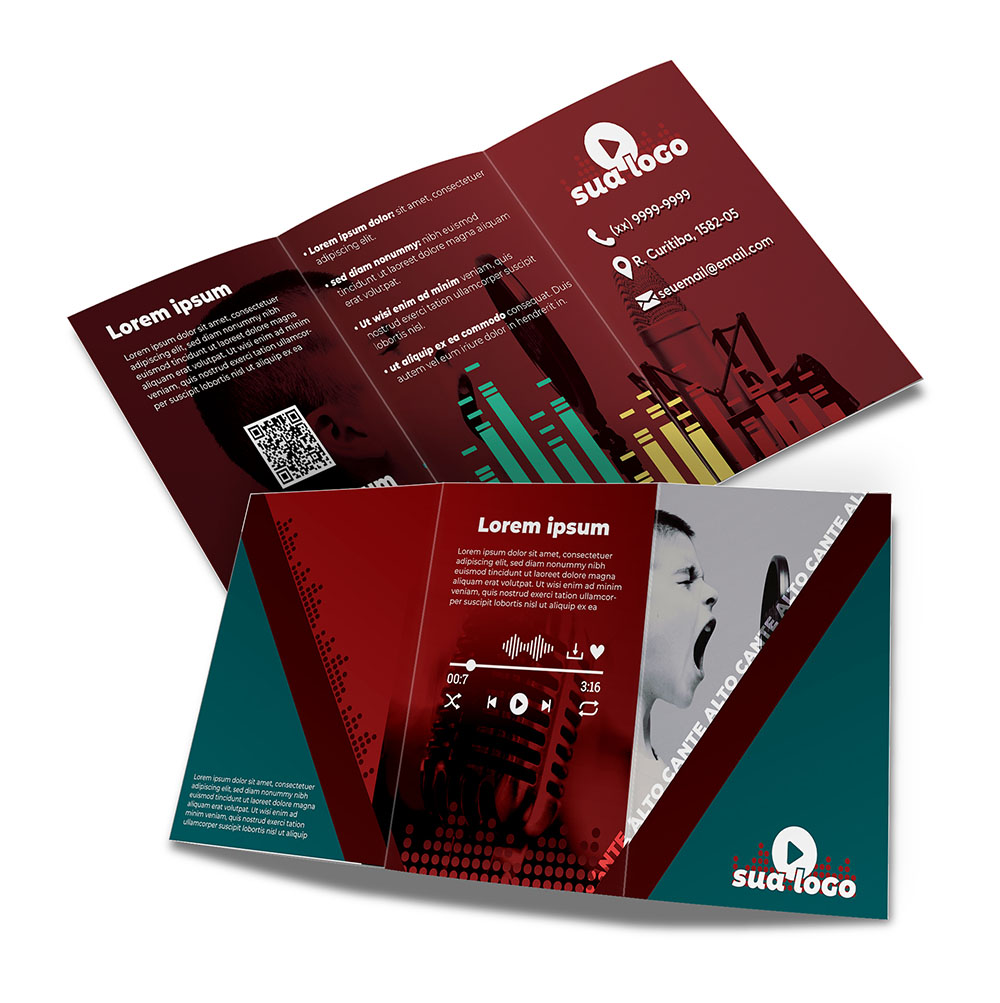 Folders 2 Dobras Couchê 150g Sem Verniz 300x150mm 2 Dobras 4X4 - 2.500 unidades