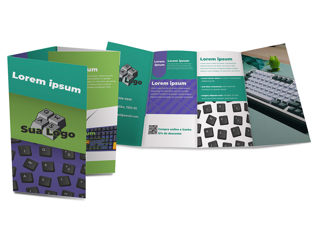 Folders 3 Dobras Couchê 115g Sem Verniz 300x150mm 4X4 - 1.000 unidades