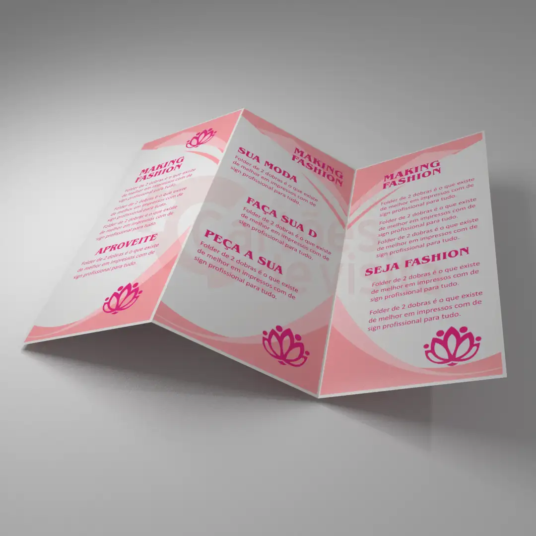 Folders com 2 dobras papel 115G: perfeitos para divulgar produtos, serviços ou divulgar sua marca