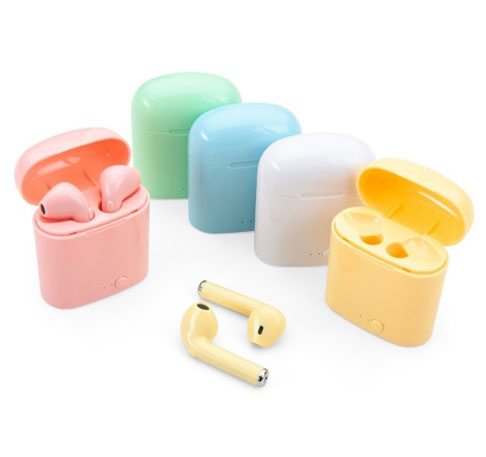 Fone bluetooth plástico com case carregador - H2M Brindes