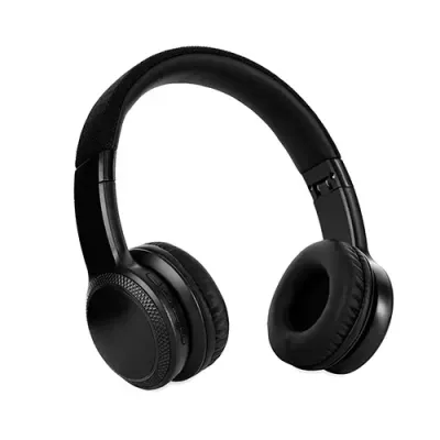 Fone de ouvido com estrutura em plástico e metal - Preto