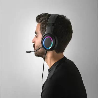 Fone de Ouvido Para Gaming Com Luzes Rgb e Microfone de Alta