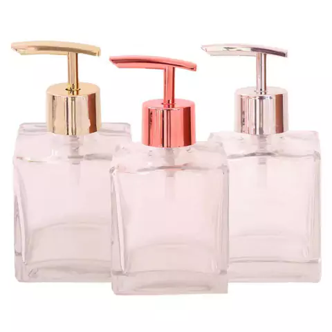 Frasco Vidro Cubo 250ml 28/410 - Cristal c/ Válvula Pump Super Luxo
