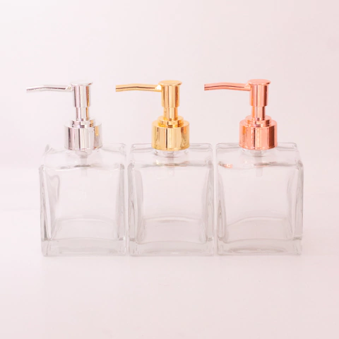 Frasco Vidro Cubo 250ml 28/410 - Cristal c/ Válvula Pump Torneira