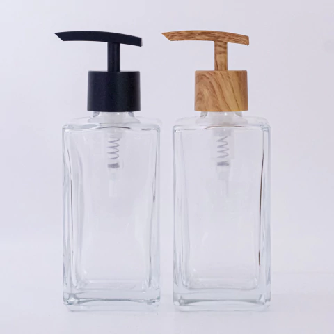 Frasco Vidro Square 250ml 28/410 - Cristal c/ Válvula Pump