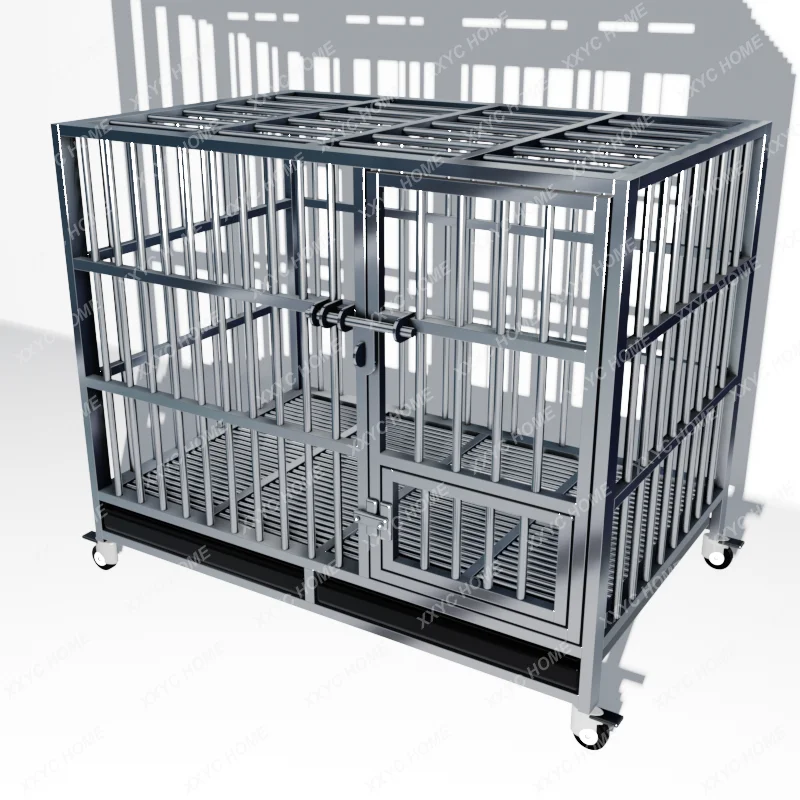 Gaiola Dobrável Grande de Aço Inoxidável para Cães e Gatos - Ideal para Exterior