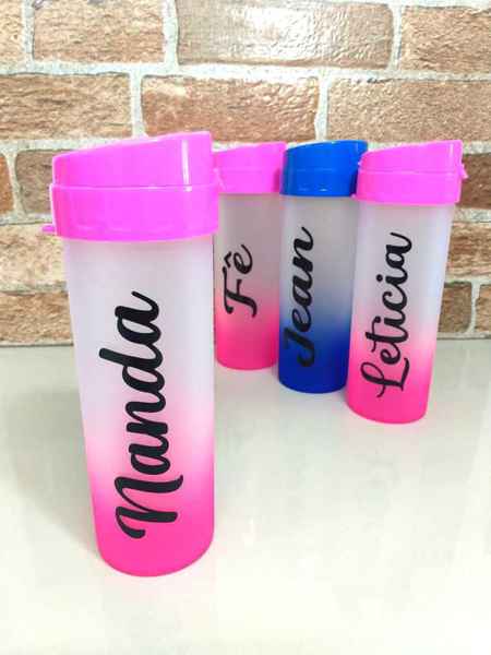 Garrafa Acqua Bio Degradê Eco Water Personalizadas com nome individual 475ml 1un