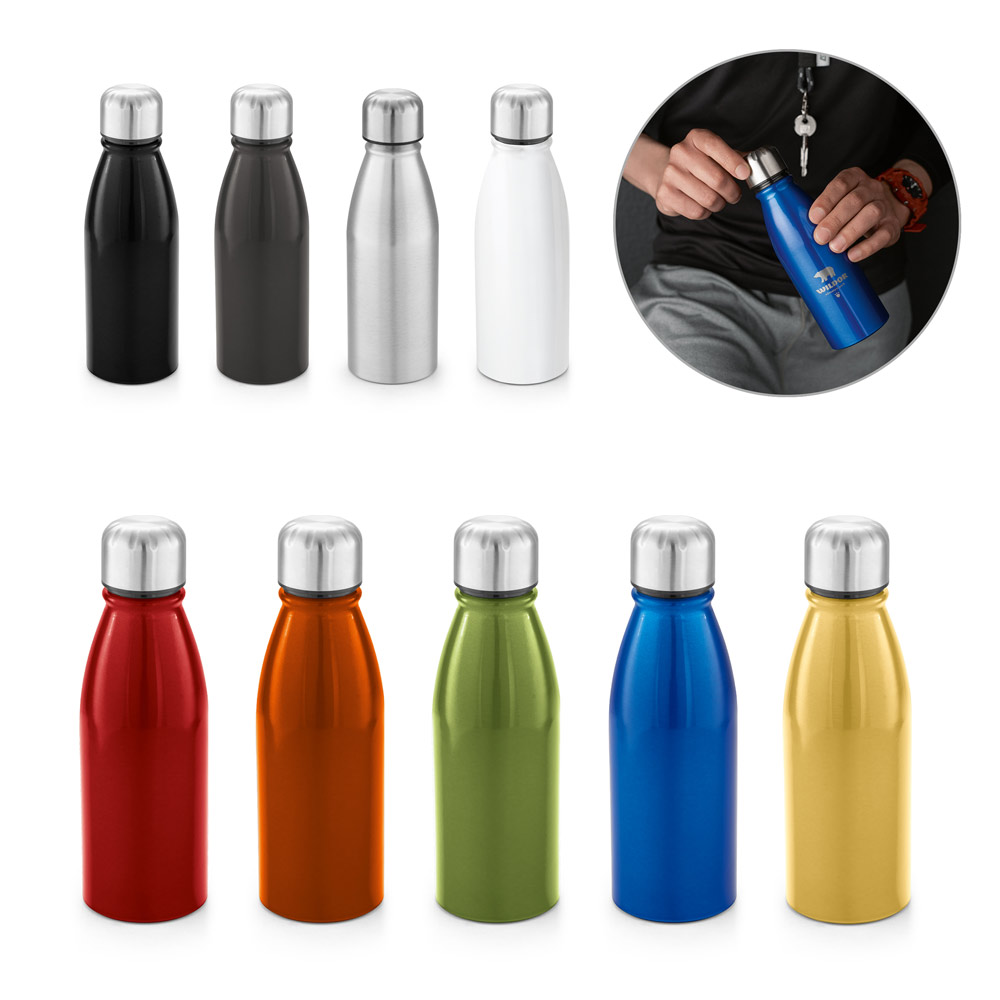 Garrafa alumínio personalizada com tampa inox 500ml