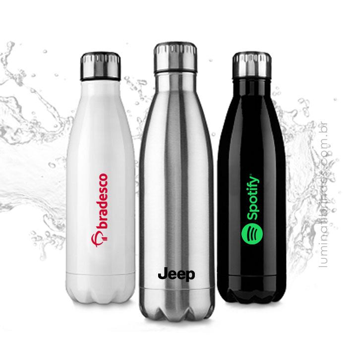 Garrafa de Metal com Detalhe Inox