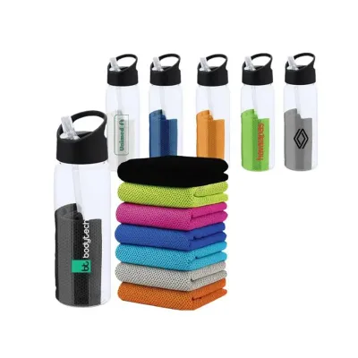 Garrafa Rpet Hydrotowel 500 ml Com Toalha Cool