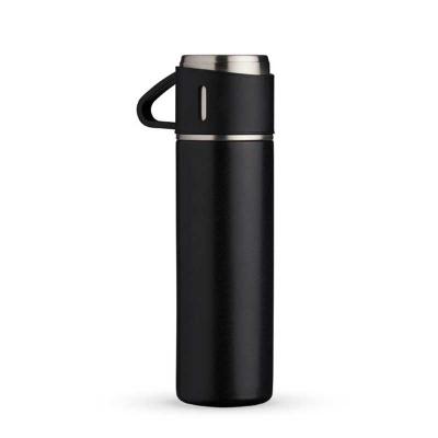 Garrafa térmica 450ml em inox com tampa que pode ser utilizada como caneca