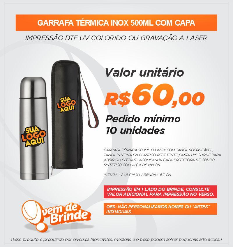 Garrafa Térmica Inox 500ML com Capa