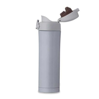 Garrafa térmica de 450ml branca com botão para abertura