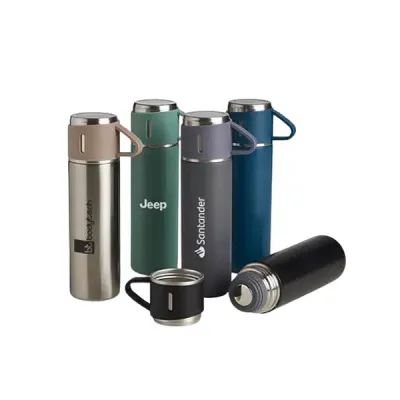 Garrafa Térmica e Caneca em Aço Inox 450 Ml