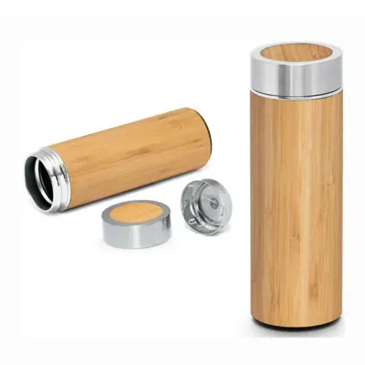 Garrafa Termica em Bambu e Aco Inox