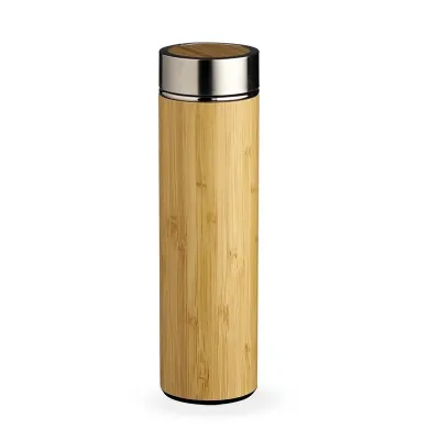 Garrafa Termica Inox Bambu Personalizada Brinde