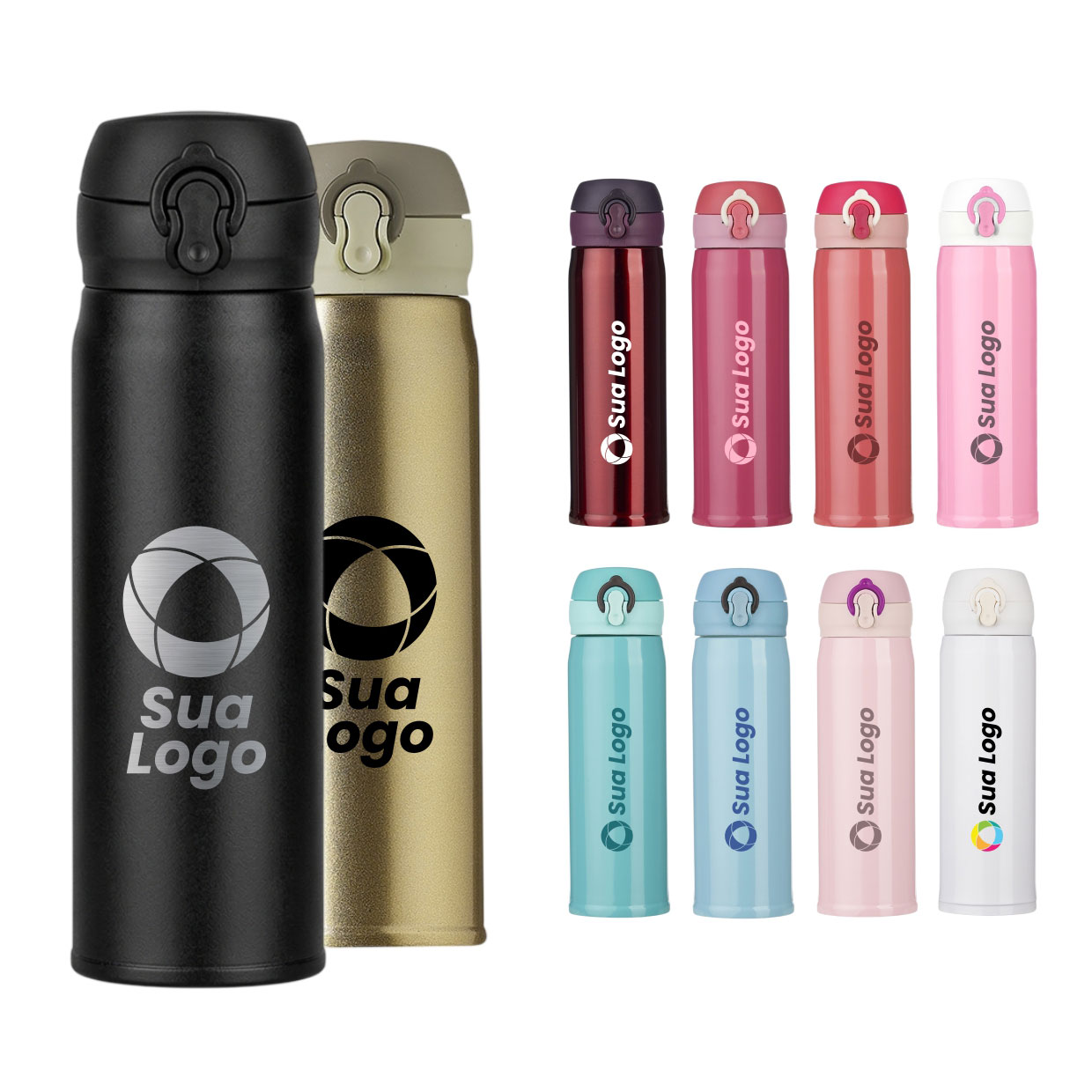 Garrafa Térmica Inox Personalizada 400 ml com Trava