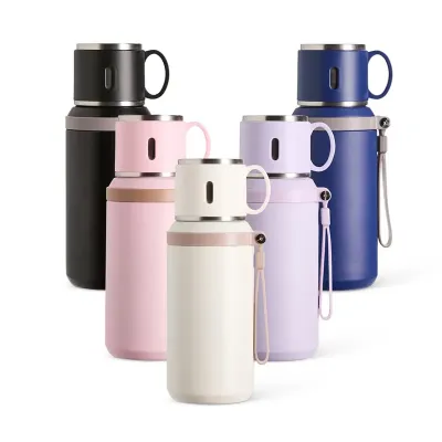 Garrafa Termica Personalizada 600ml Inox Com Alca e Infusor