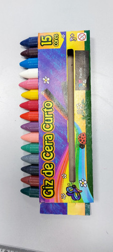 Giz de cera curto com 15 cores
