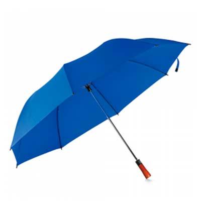 Guarda-chuva com haste de metal e cabo de madeira