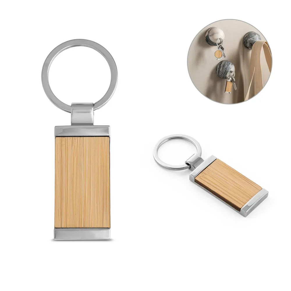 HOMER SQUARE. Chaveiro retangular em bambu