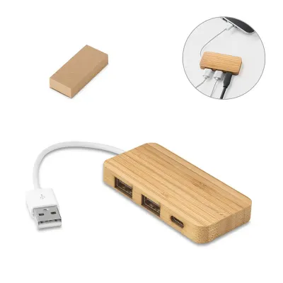 Hub em Bambu Com 2 Portas