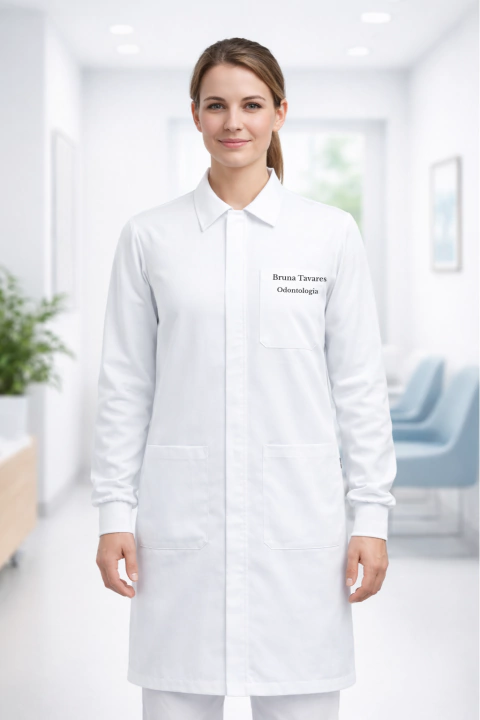 Jaleco Feminino com Ziper Embutido Personalizado - Uniformes Profissionais
