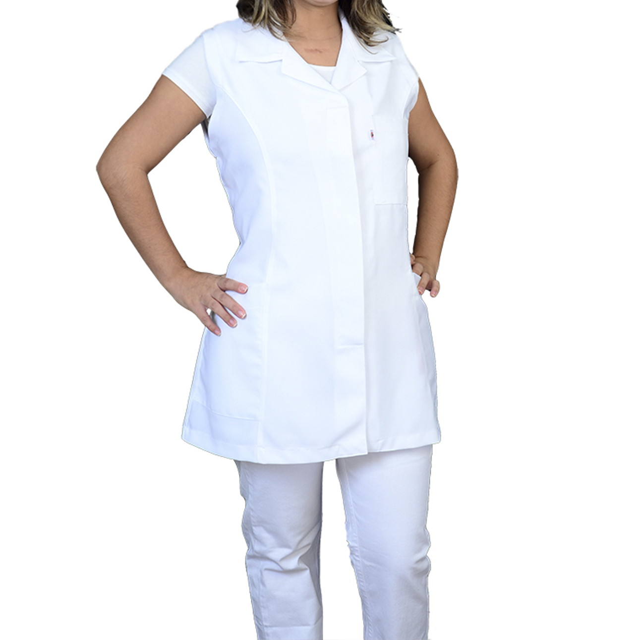 Jaleco Feminino Personalizado Curto Cavado - Tecido Gabardine ou Oxford - kit 10 pçs