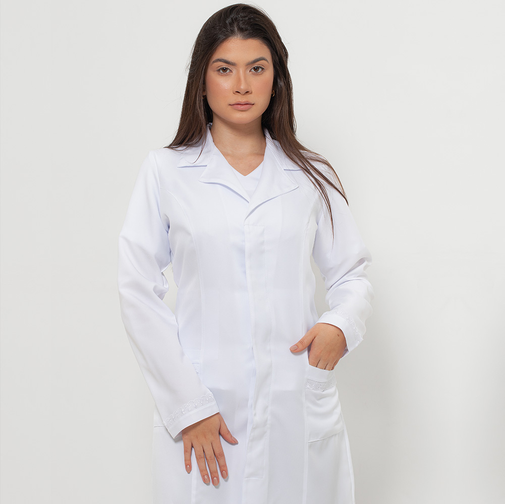 Jaleco Laise Feminino Manga Longa Branco