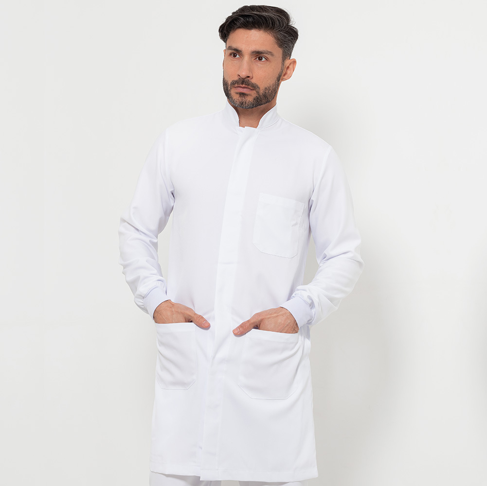 Jaleco Masculino Gola Padre Manga Longa Branco